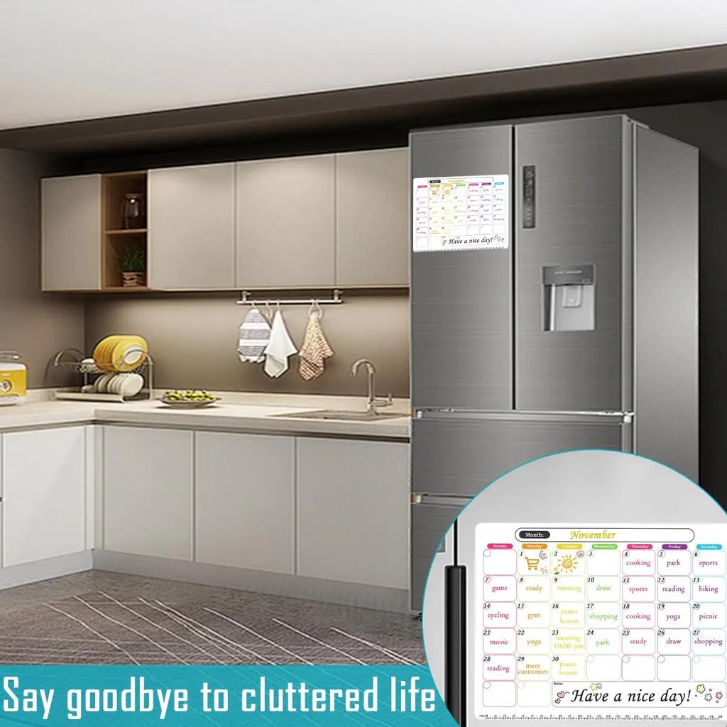 Fridge Magnetic Whiteboard Calendar Dry Erase Calendar for Refrigerator, Fridge Magnets Monthly Fridge Calendar Magnet
