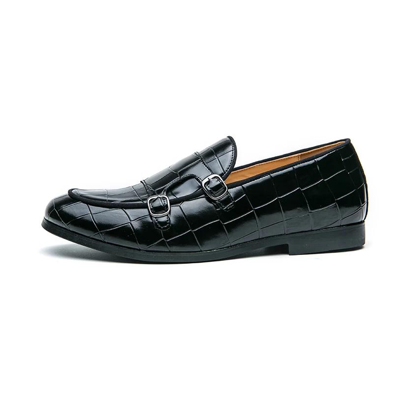Men Loafers Double Buckle Black Blue Yellow Monk Shoes Pu Shoes for Men with  Size 38-48 Mens Dress Shoes