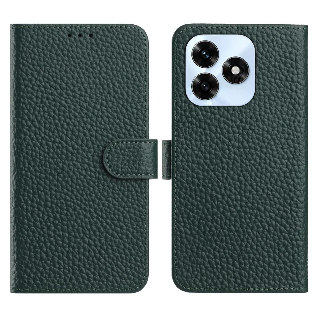 For Honor X5c Plus 4G Case Wallet Stand Litchi Texture Genuine Cow Leather Flip Phone Cover