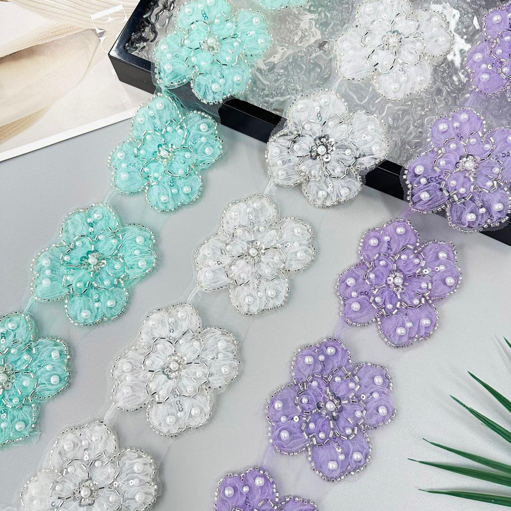 Exquisite Multi-Colored Bead Flower Lace Clothing Dress Wedding Dress Decoration Hair Accessories Lace Accessories