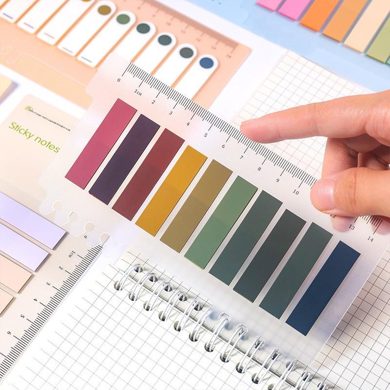 Colorful Transparent Morandi Ruler Index Stickers - Writable Classification Labels & Sticky Notes