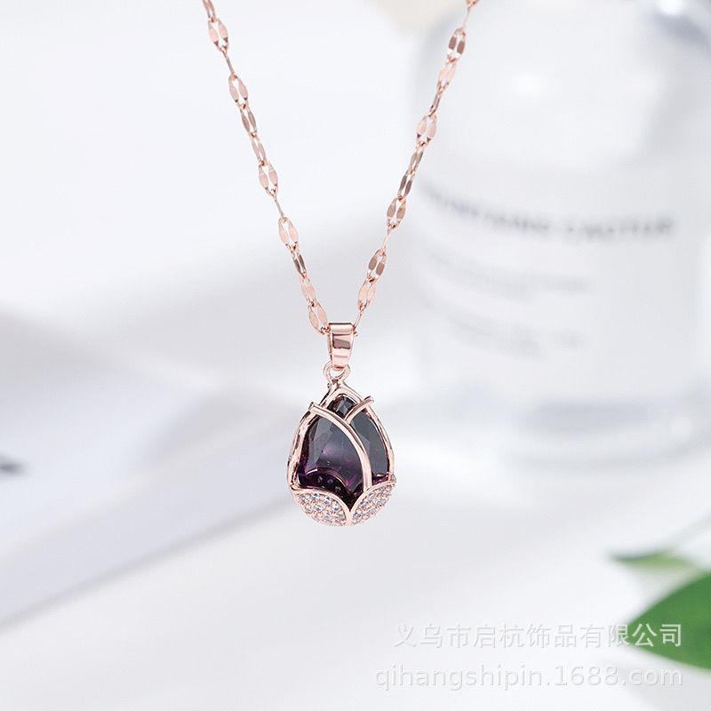 

Ожерелье-тюльпан, женская легкая роскошная титановая стальная бижутерия, не выцветающая цепочка