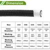 AN6 Fuel Line Hose Black 8ft Vacuum Hose Automotive Fuel Hose 8ft 1/3"ID 4/9"OD PTFE Rubber,Stainless Steel,Nylon Braided 1 Pcs AN6
