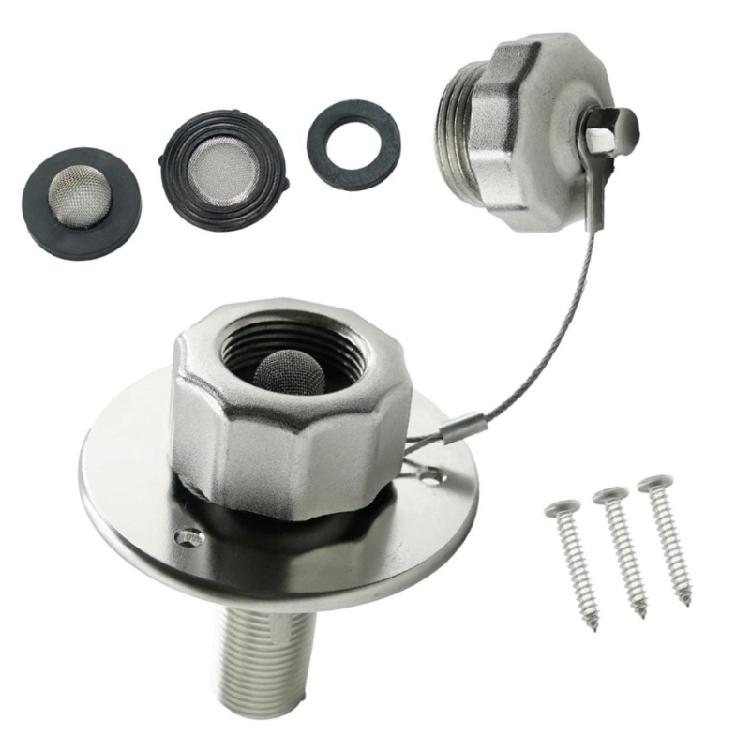 All Weathers Stainless Steel RVs Water Inlet Adapter Set Sealed Anti Leak Design for Multiple Tank Models