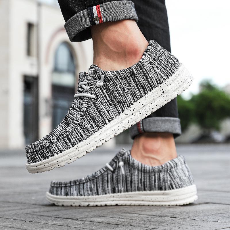 Large size lightweight canvas men's shoes versatile lightweight shock-absorbing loafers men's breathable trend casual shoes