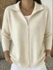 2026 European & American Women's Zipper Knit Cardigan for Autumn/Winter - Solid Color Casual Fashion.