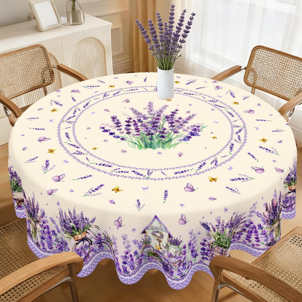 Lila Lavendel Floral Rechteckige Tischdecke Sommer Geburtstag Hochzeitsparty Esstisch Dekor Tuch