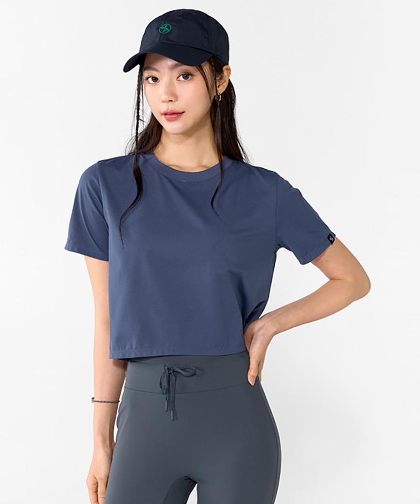 XEXYMIX Basic Stretch Crop T-Shirt Dust Blue Xwfst04H2