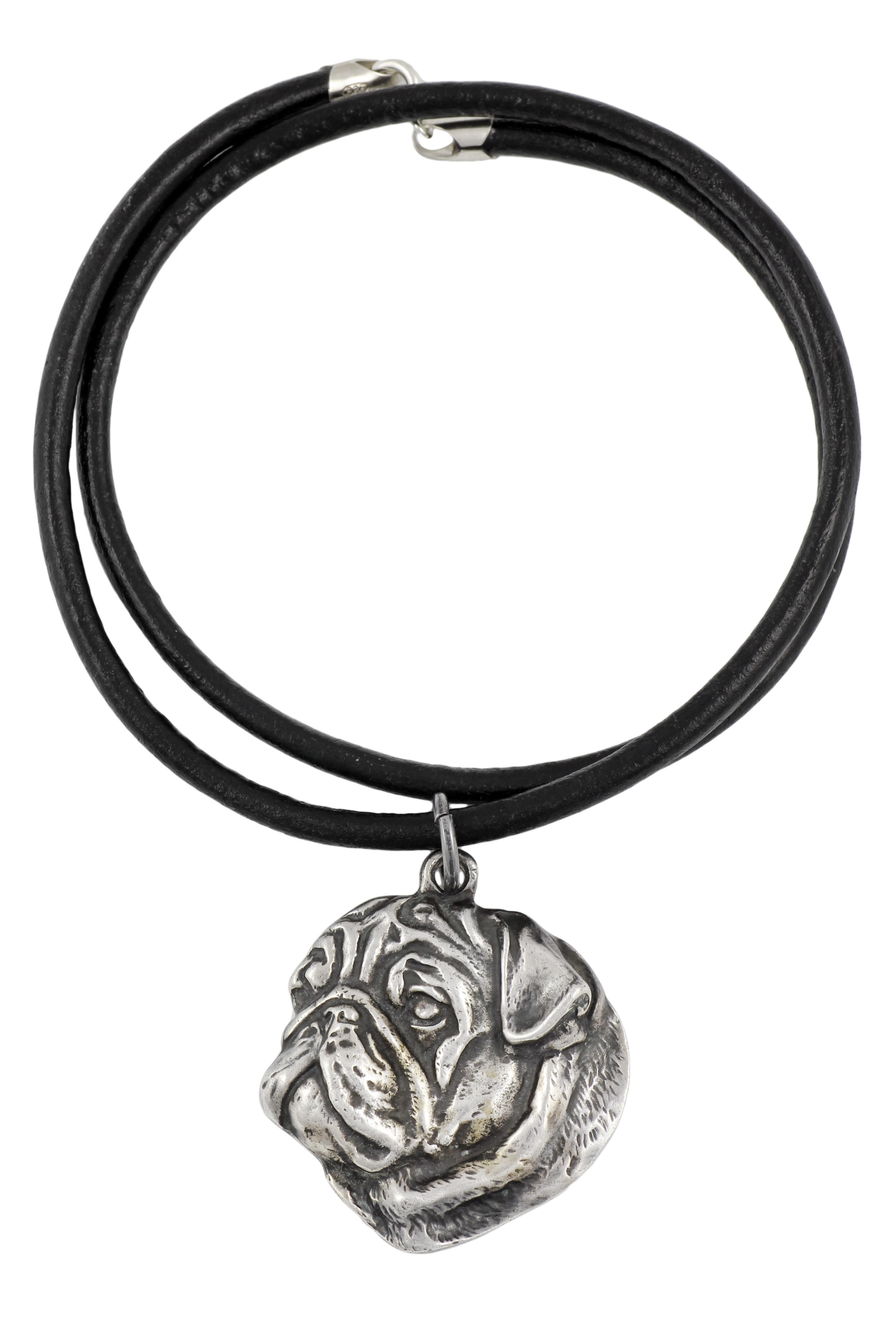 

Pug I - Necklace with dog, silver-plated pendant for dog fan, unique jewelry by Art-Dog brand срібний