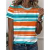 Fashion Women's Crew Neck Short Sleeve 3D Casual Color Printing Casual Short Sleeve Crew Neck T-Shirt