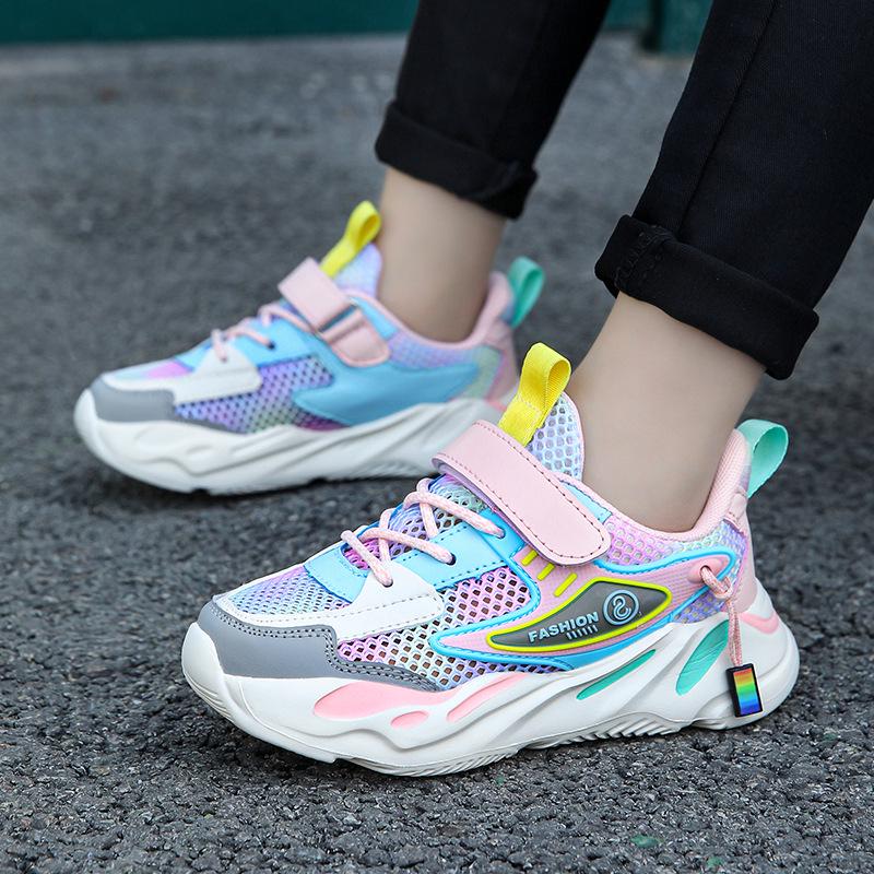 

Детские легкие дышащие сетчатые кроссовки на липучках - Новинка 2025 года, обувь для ходьбы 39