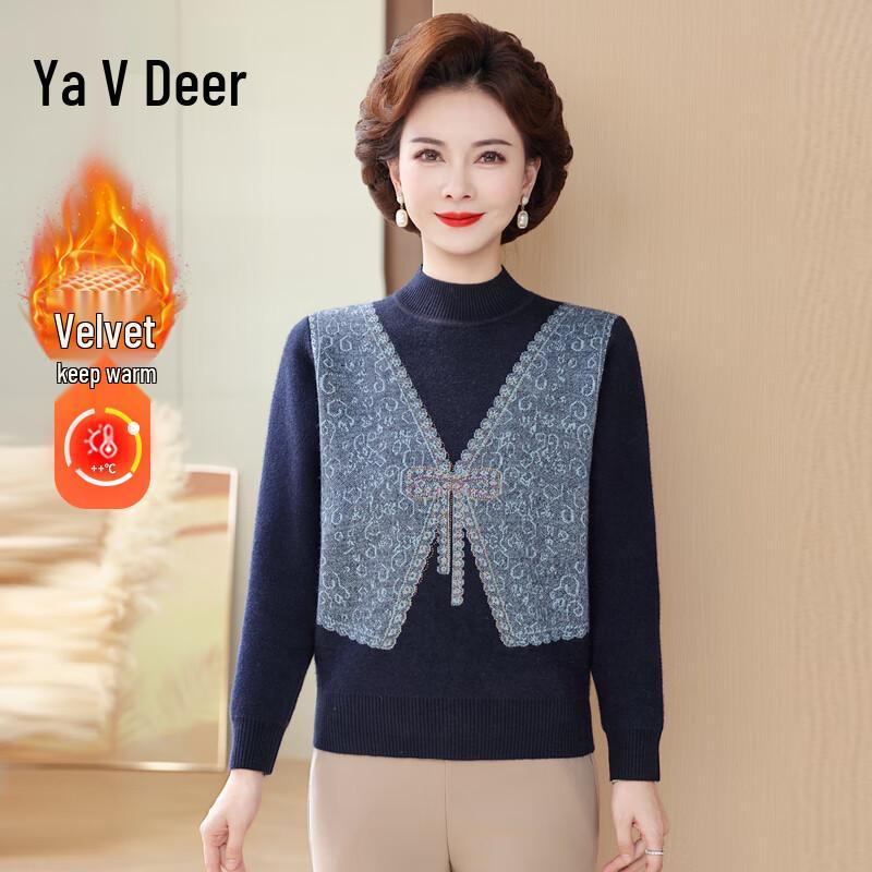 

Yaloomama Women s Thickened Fleece Semi-High Collar Sweater L