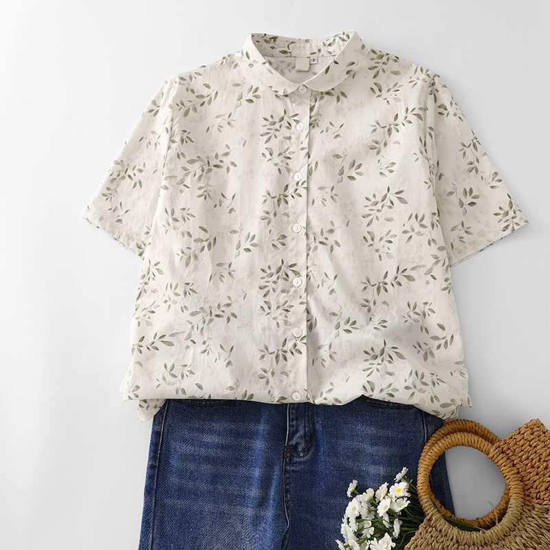 New Summer Style Yuanbao Collar Loose Printed Women's Lapel Shirt