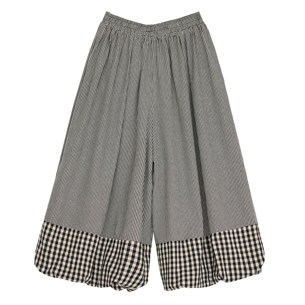 DIMANAF 2026 Summer Beach Plus Size Long Pants Women Plaid Black Elastic Waist Loose Vintage Casual Trousers Pants Print Bottoms