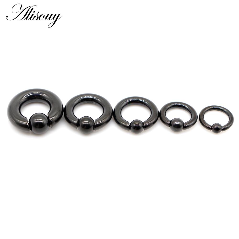 Alisouy 1pc Big Stainless Steel Captive Hoop BCR Eyebrow Tragus Closure Nipple Bar Lips Nose Rings Ear Piercing Body Jewelry