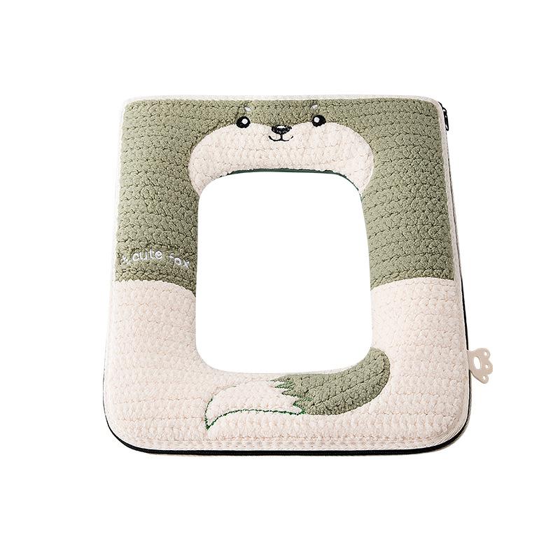Universal Toilet Seat Cover Cute Fox Closestool Mat With Zippe Soft Warm Toilet Seat Cushion Bathroom Toilet Lid Accessories