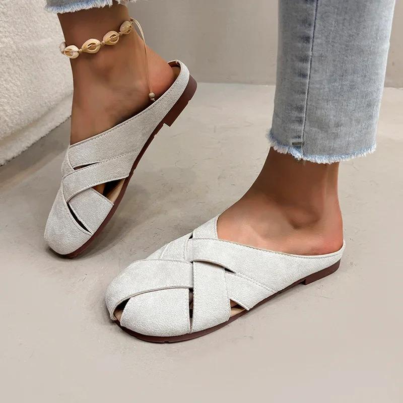 Women Flats Slippers Casual Slingback Mules Shoes Cozy Woman Sandals 2025 Summer Designer New Trend Brand Dress Mujer Zapatillas