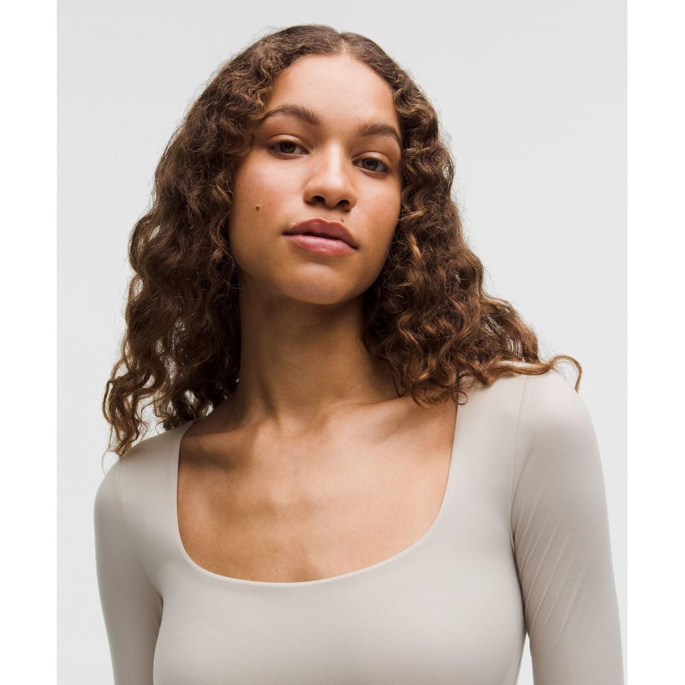 Lululemon Wundermost Ultra Soft Nulu Square Neck Long Sleeve Shirt Downtown Tan