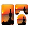 Beach View Bathroom Floor Mat Three-Piece Toilet Carpet Toilet Mat Set Door Mat Bathroom Non-Slip Mat