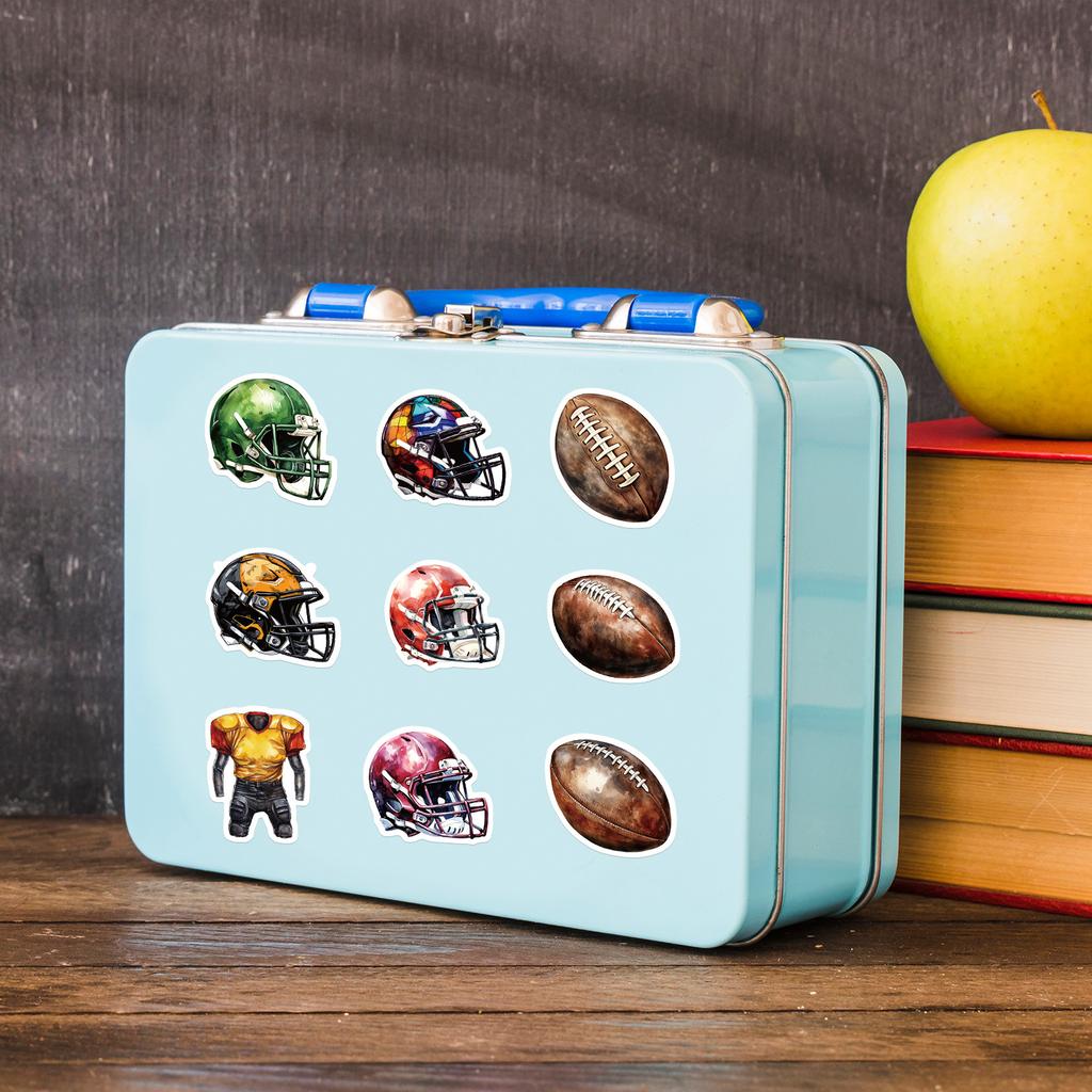 50 Watercolor Football Stickers Pack Skateboard Suitcase Mobile Phone Decoration Stickers Waterproof Creative Computer DIY Stickers