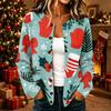 Damen Casual Christmas Print Langarm Knopfleiste Strick Cardigan Pullover Mantel für Feiertagskleidung