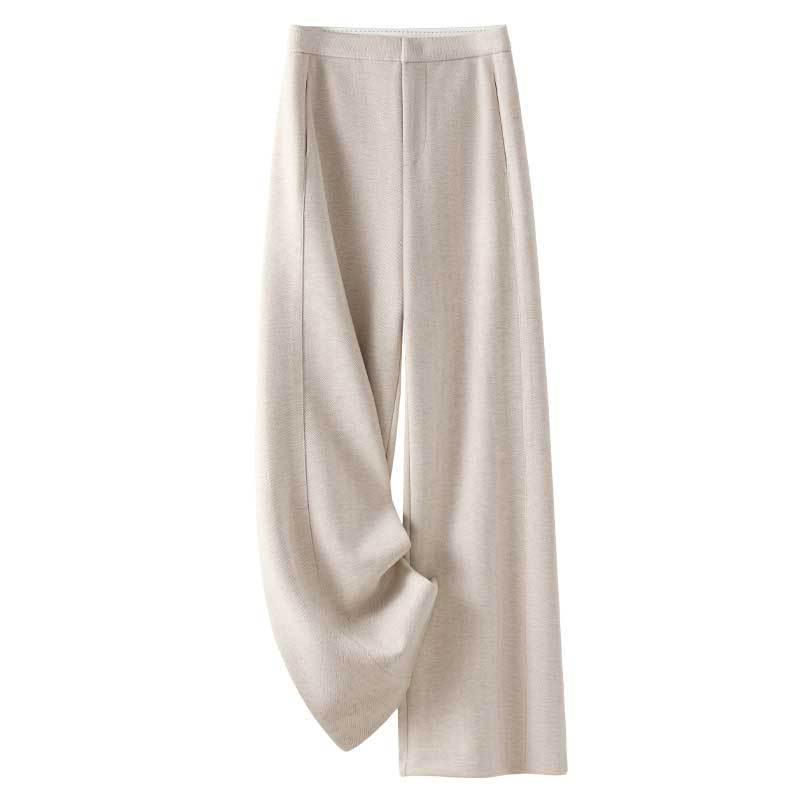 

Sticky Rice Wide-Leg Wool Pants - Women s Autumn/Winter 2025, Fleece-Lined, Coffee Color, High-End Feel, Casual Thickened Straight-Leg. 31/3XL [135-145 lbs]