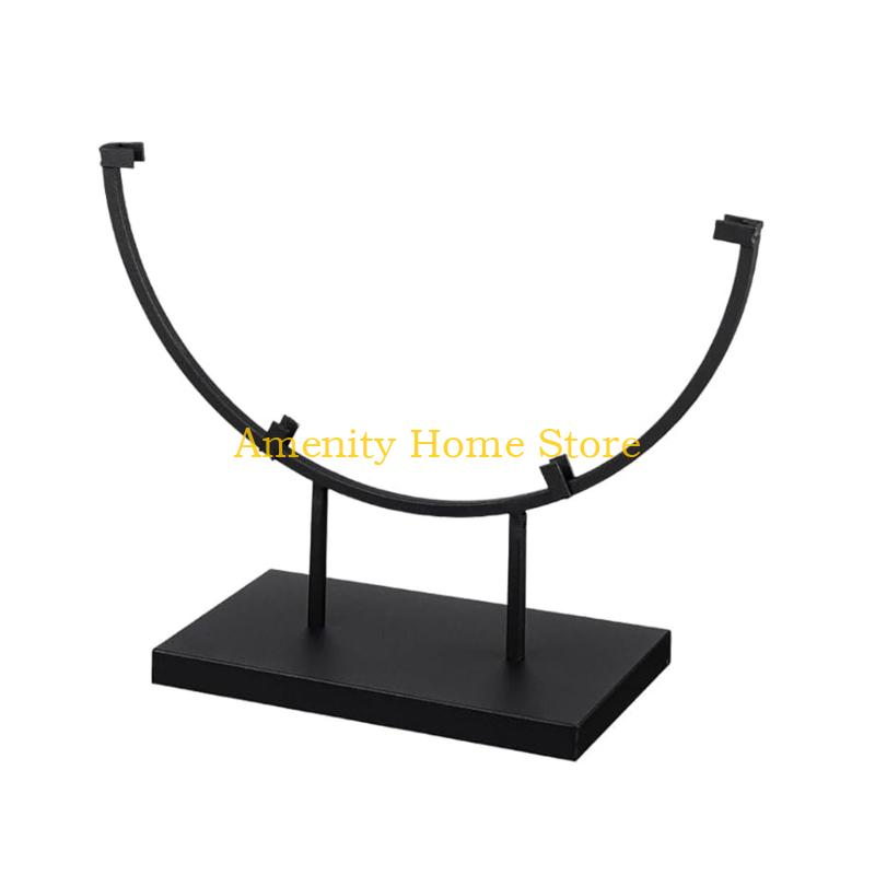 F26C Multipurpose Iron Holder for Displaying Round Plate Photo Picture Frame Stained Glass Art Stand Base Easy Installation