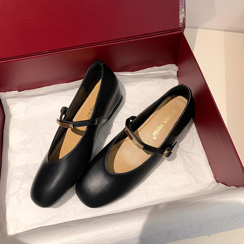 Sheepskin version, inner height increase Mary Jane women's shoes single shoes spring new summer French with skirt gentle evening