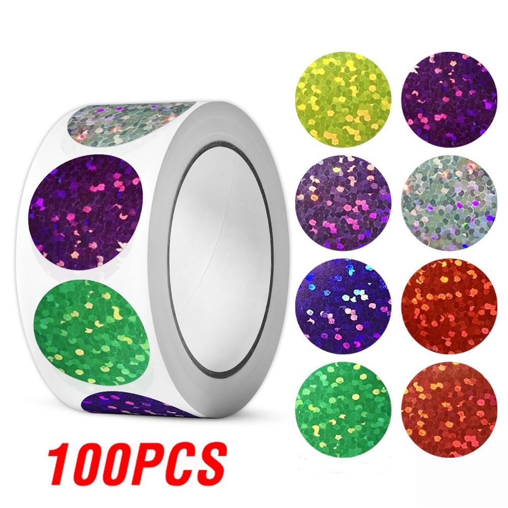 100-500pcs Holographic Color Gold Heart-shaped Stickers Kids Reward Stickers Labels For Wall Crafts Classroom Teachers Supplies