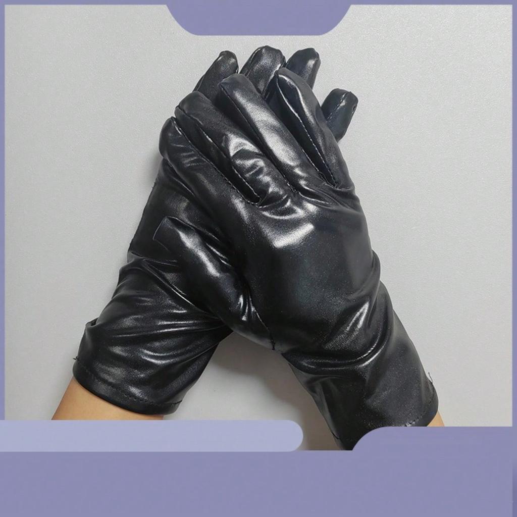 Dark Lolita Gothic Sexy Punk Lacquer Leather Gloves Women's Short Black Party Stage Comic Exhibition cosplay Cool