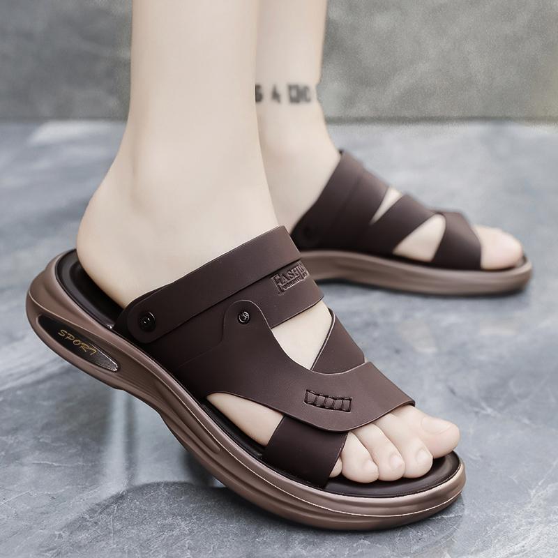 Fashion Summer Outdoor Sandals for Men Casual Sport Slippers PU Leather Non-slip Breathable Roman Shoes Beach Flip-Flop Garden Shoes