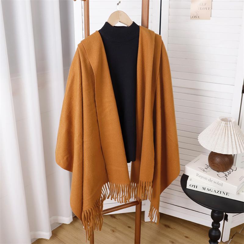 Winter Poncho Women Scarf Long Warm Cashmere Scarves Hijab Solid Lady Shawl Wrap Female Pashmina Bandana Head Scarfs NEW