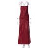 Elegant 2025 Summer Women's Backless Pleated Dress with Hot Stamping Design