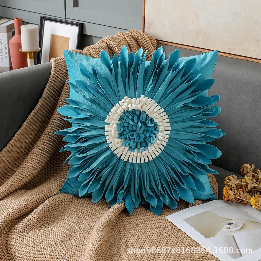 Handmade Nordic Sunflower Round Pillowcase – High-End Living Room Cushion