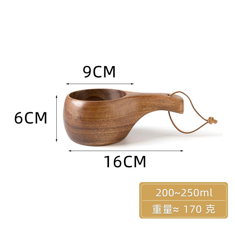 Acacia Wood Milk Cup Breakfast Cup Turtle Shell Finnish Cup Camping Handy Cup Portable Outdoor Cup Dropshipping Bushcraft 201-350ml
