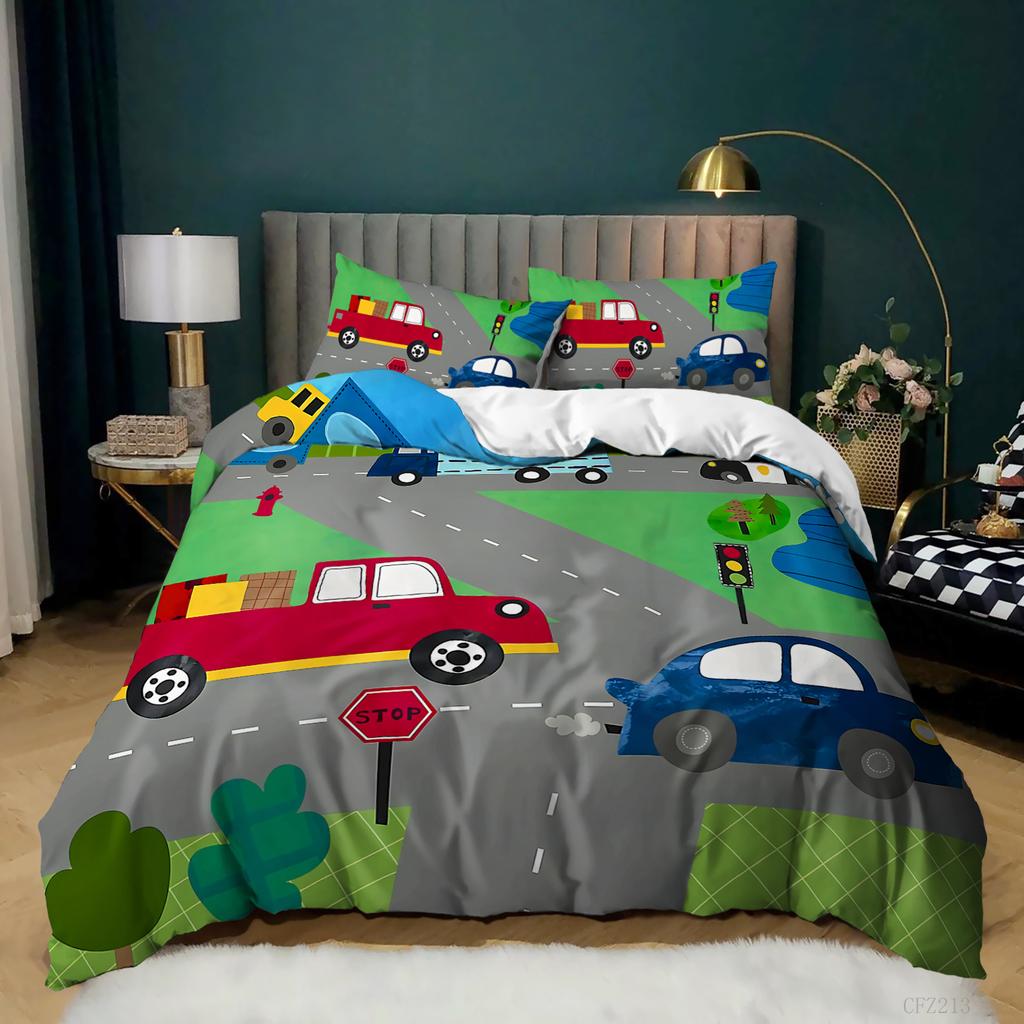 Cartoon Car Rv Quilt Cover Three-Piece Bedding Delivery