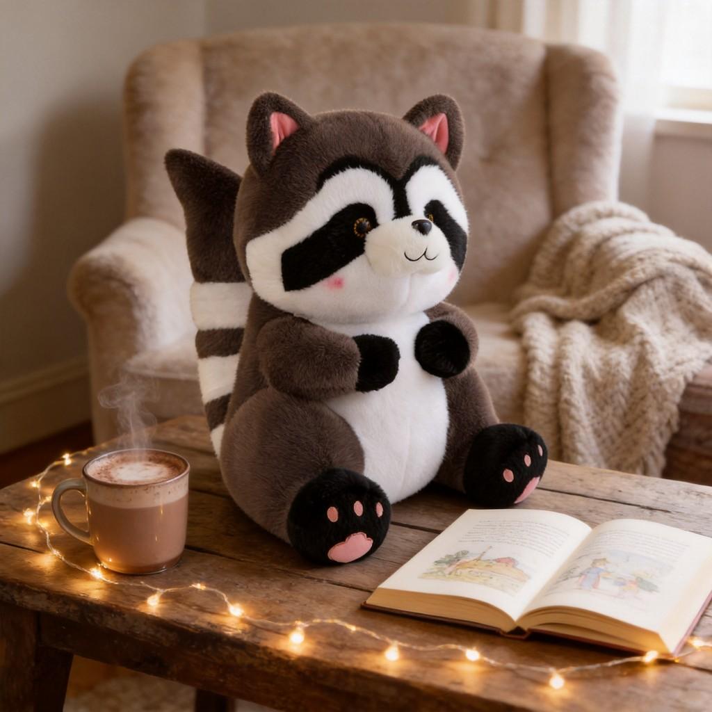 Raccoon Plush Toy Soft Cute Animal Doll For Kid Gift And Birthday Present