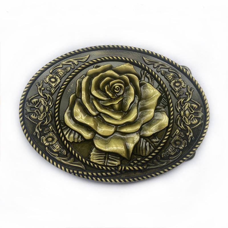 Ethnic Style Painted Zinc Alloy Rose Flower Belt Buckle
