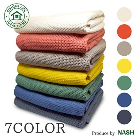 ORIGINLIFE Waffle Weave Face Resort Hotel and Set of 4 Towels, Textured, Quick-Drying, Absorbent, Breathable, 100% Cotton, Style, Lint-Resistant,