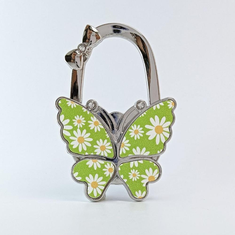 Durable Foldable Butterfly Handbag Hook Portable Creative Purse Holder Chrysanthemum Flowers Purse Hanger for Table