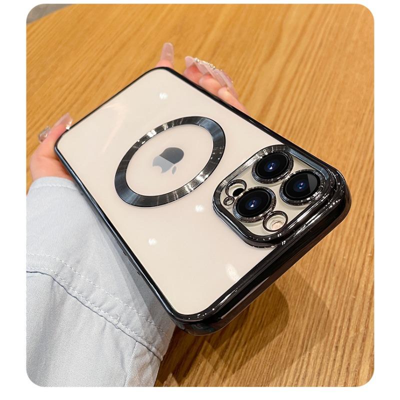Suitable for Iphone15 Phone Case Electroplating Magnetic Attraction 13 Apple 16 Protective Case 14Promax Silicone Transparent