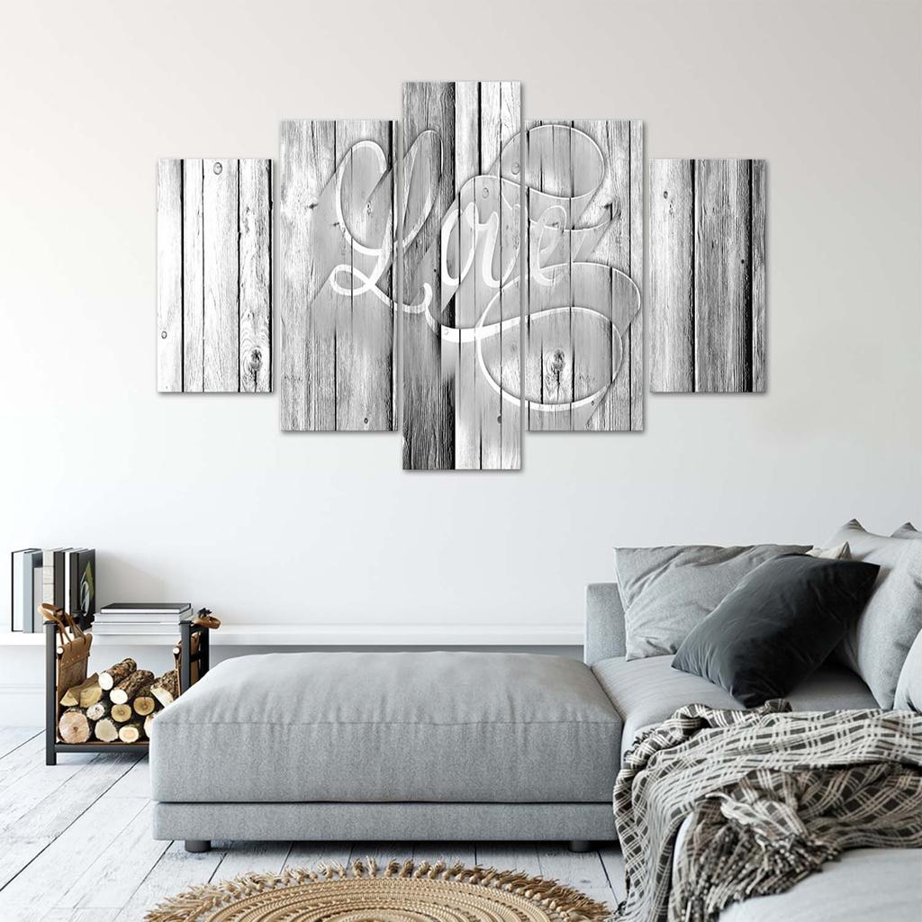 Pětidílný obraz na plátně Love Boards Grey