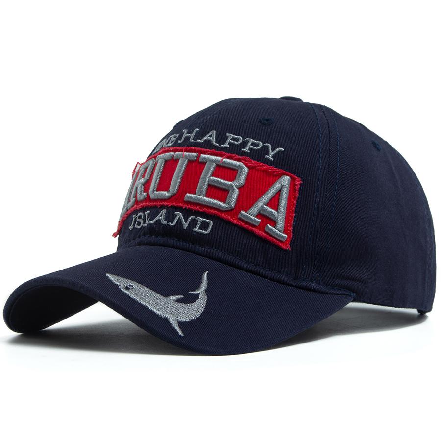 New ARUBA Letter With Shark Embroidery Baseball Cap Men Women Casual Sun Hat Cotton Soft Top Snapback Outdoor Sports Visor Cap