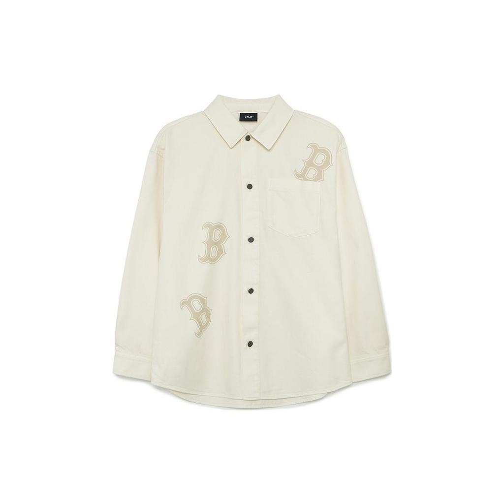 New MLB Denim Jackets Unisex Cream 3ADRB0334-43CRM