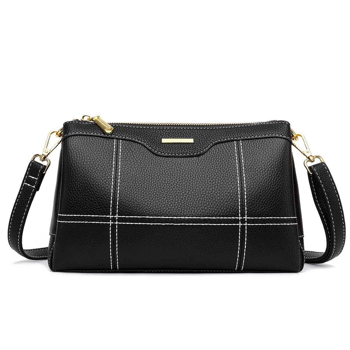 

Натуральная кожа, женская модная и высококачественная простая сумка-мессенджер из коровьей кожи первого слоя чёрный