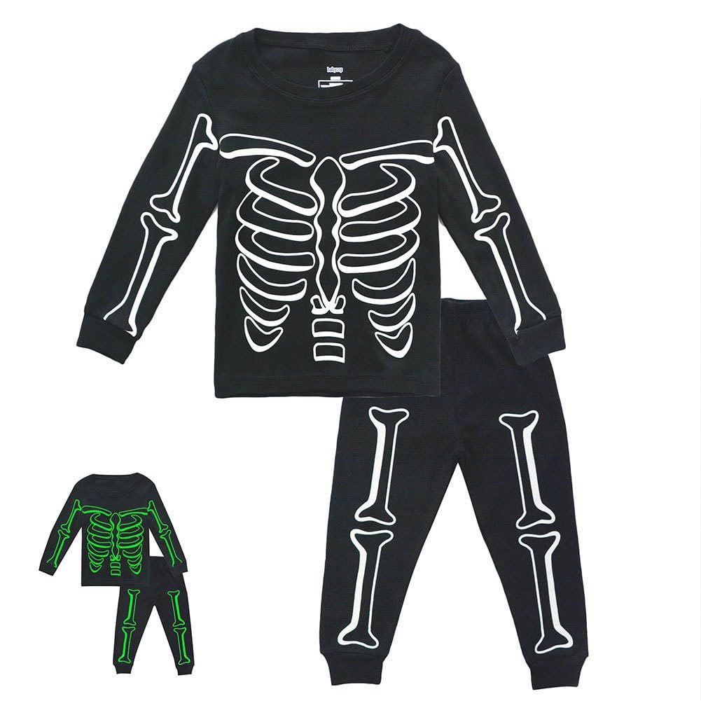 

HahaNice Children s Light-Up Pajamas for Boys, Long Sleeves, Halloween Costumes, Cosplay, Parties, Girls T-Shirt and Pants Set, Popular Bone
