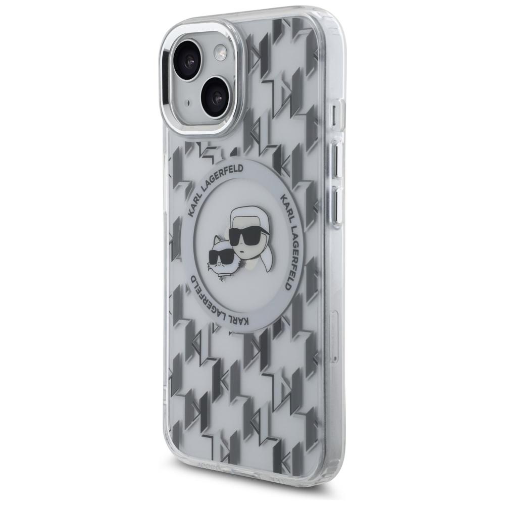 Karl Lagerfeld KLHMP15SHMCKMHT iPhone 15 6.1" Clear/Transparent IML Monogram Karl&Choupette Head MagSafe