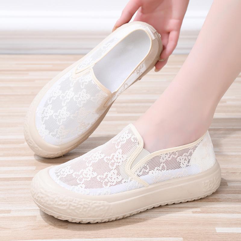 

Летние новые женские туфли-рыбаки, женские полые вышитые повседневные тканевые туфли, женская мягкая подошва 40