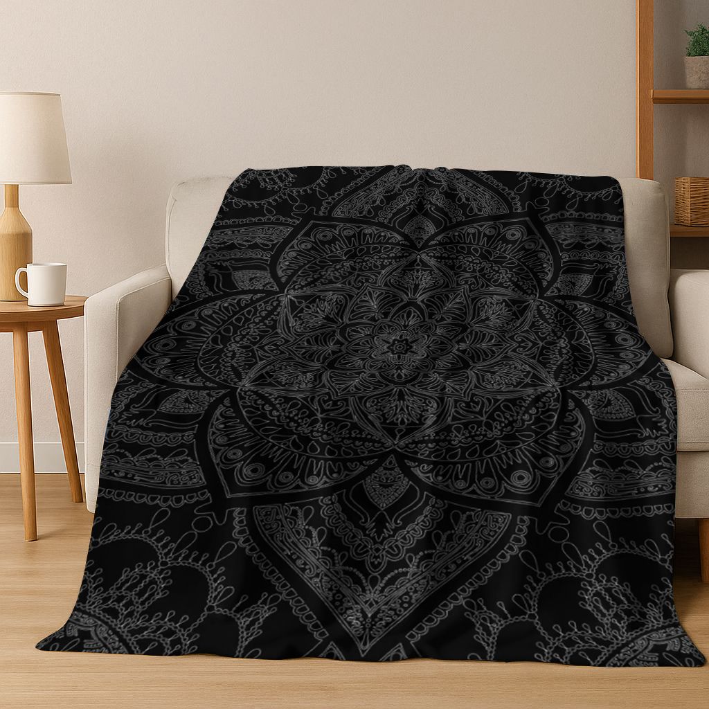 Regenbogen Mandala Blume Chakren Yoga Bohemia Kunst Flanell Decke, Gemütliche Weiche Überwurfdecke für Zuhause Schlafzimmer Bett Sofa Abdeckung Kinder Geschenk