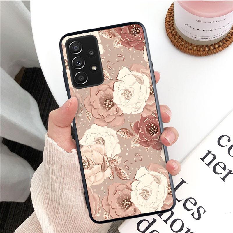 Rose Gold Pink Heart Love Butterfly Phone Case for Samsung Galaxy A13 A22 A12 A32 A71 A11 A21S A33 A52 A72 A51 A50 A70 A31 M31